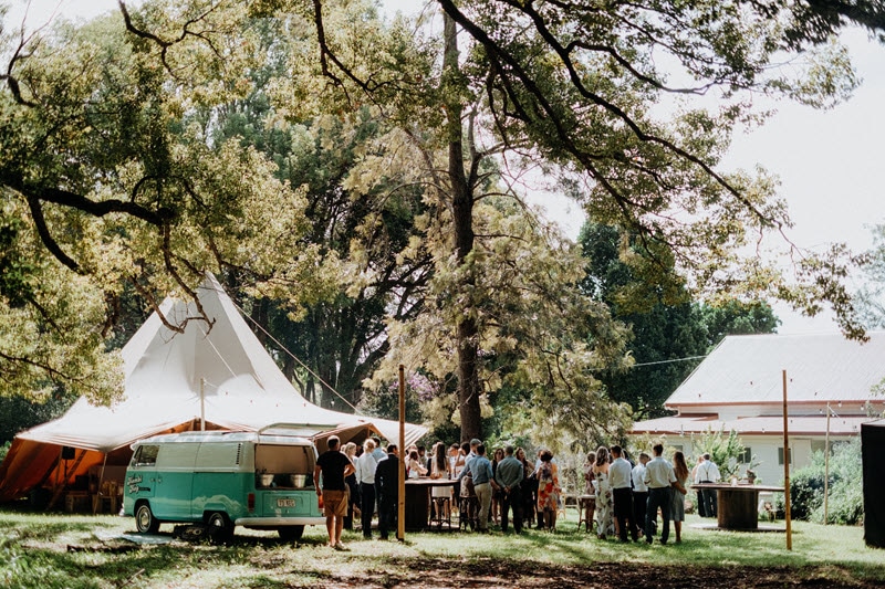 Byron Bay mobile bar at venue with large marquees.