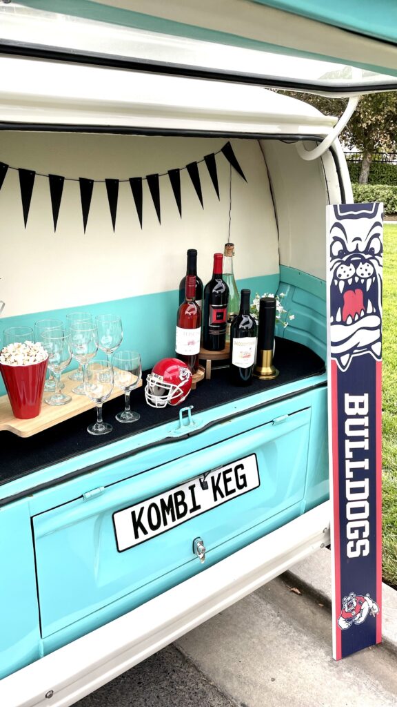 drinks served from the rear of the Kombi Keg mobile bar