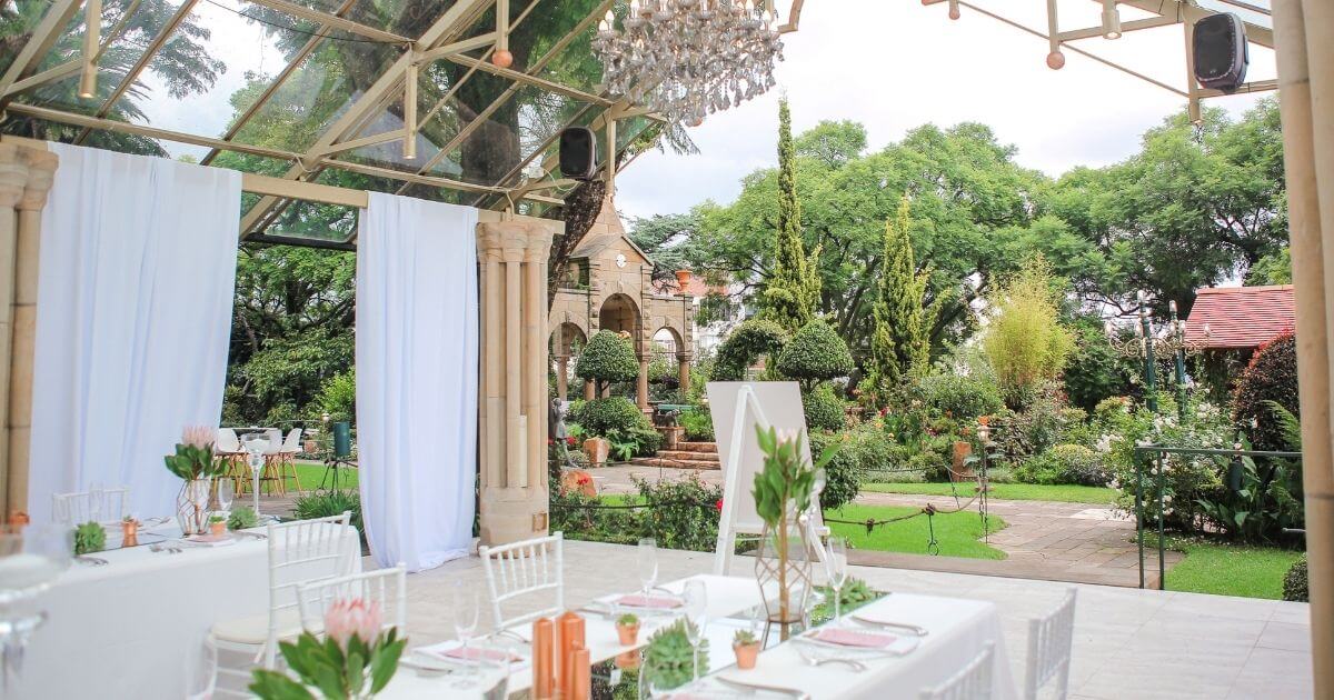 A venue for a garden wedding theme.