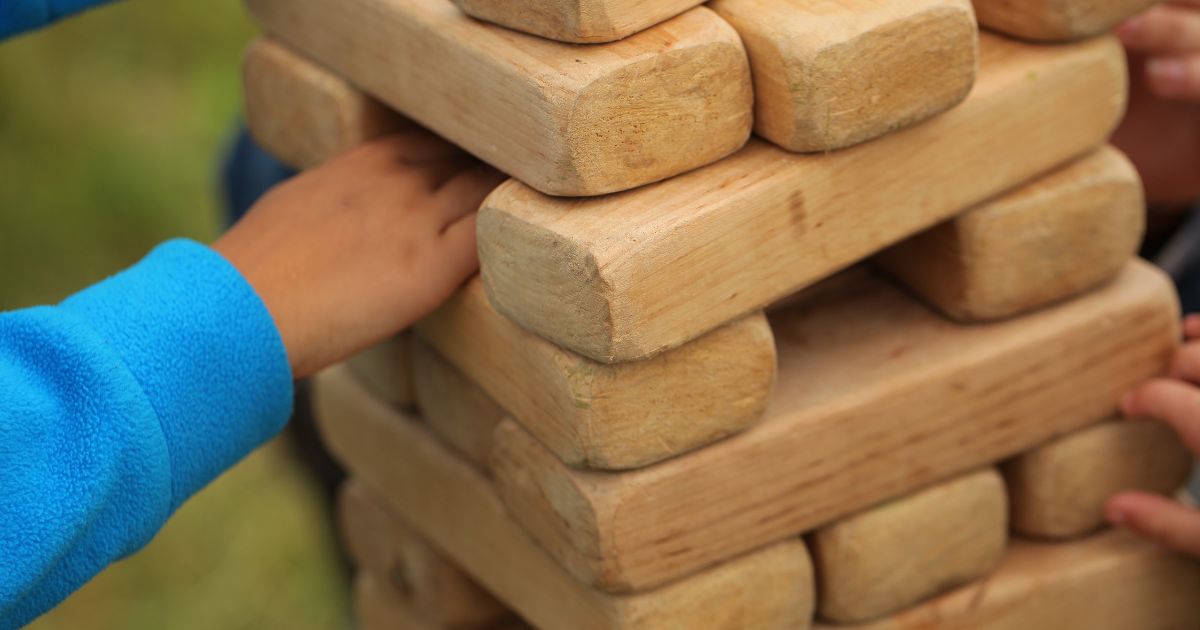 Giant Jenga at an outdoor party 
