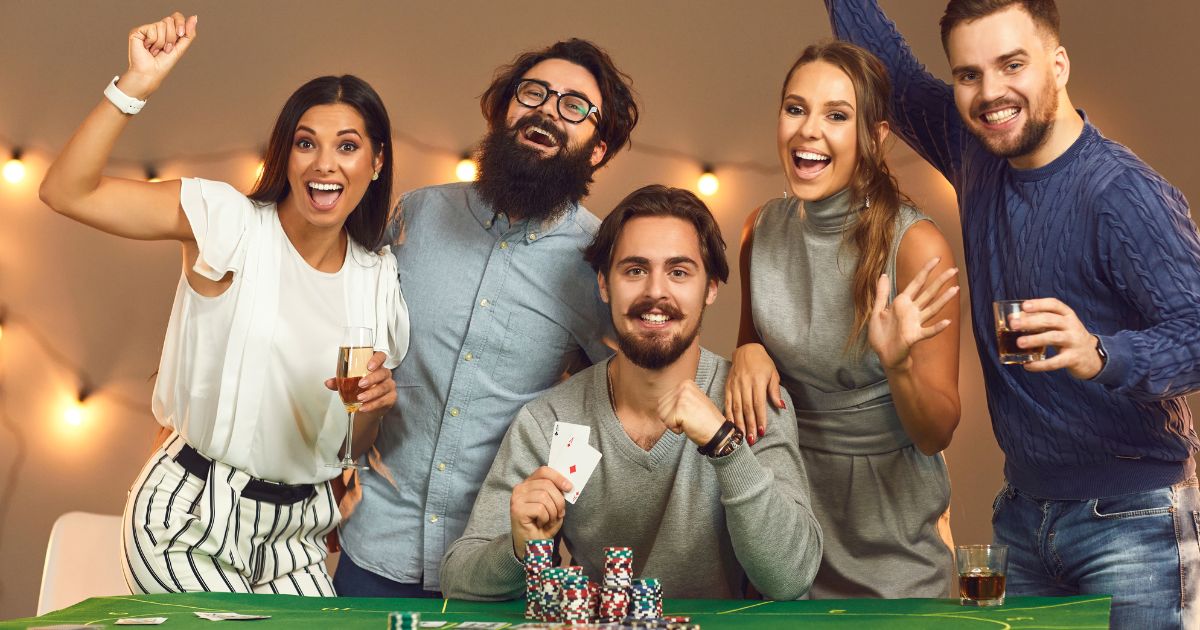 Game night backyard engagement party