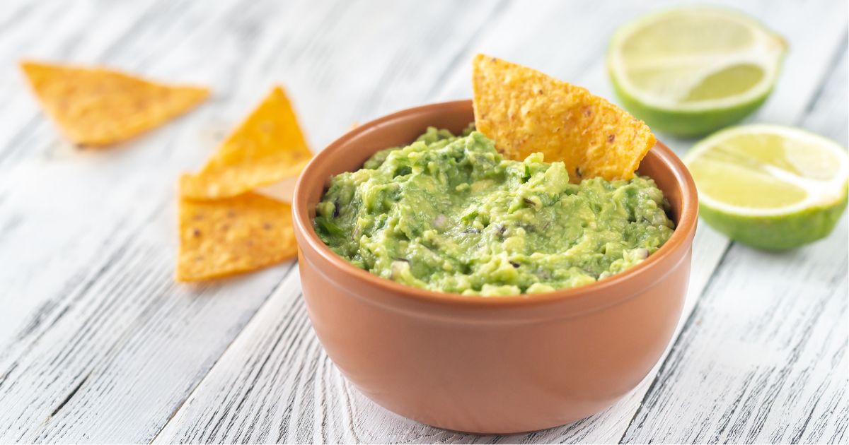 Guacamole and chips party food idea