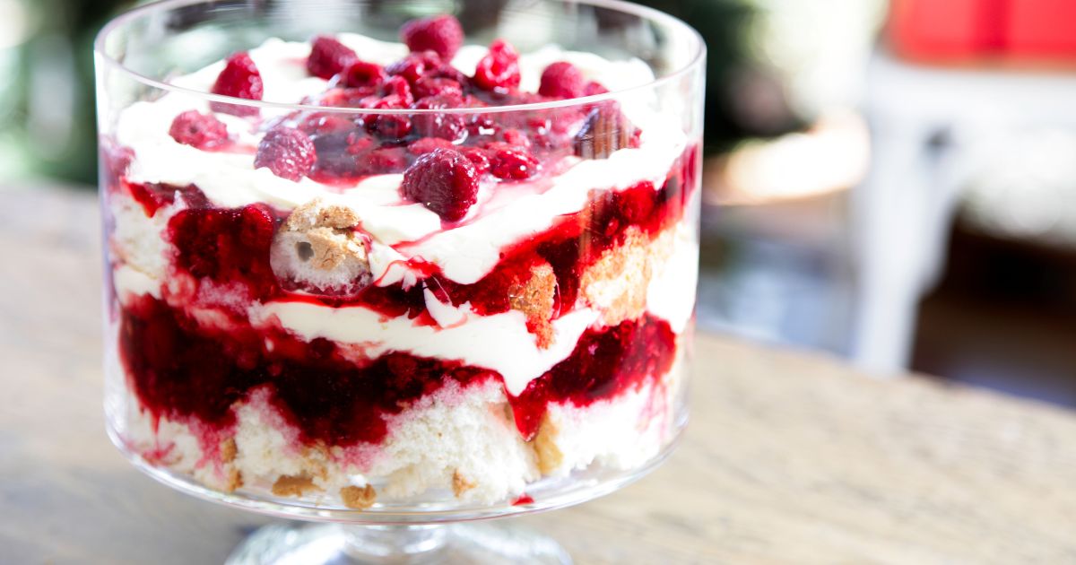 easy trifle recipe served at a party for adults
