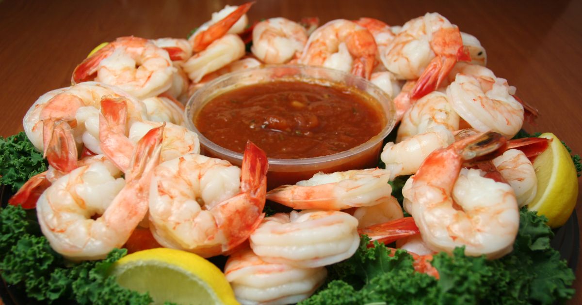 Shrimp / prawn cocktail dish served at a party