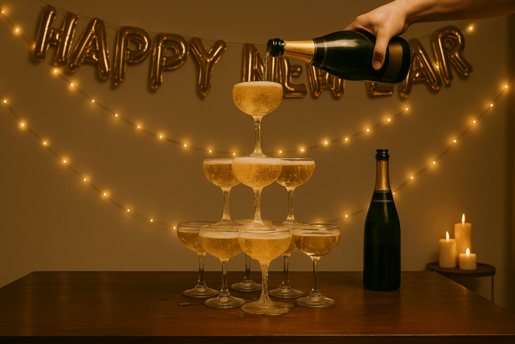 New Year's eve ideas Champagne Tower