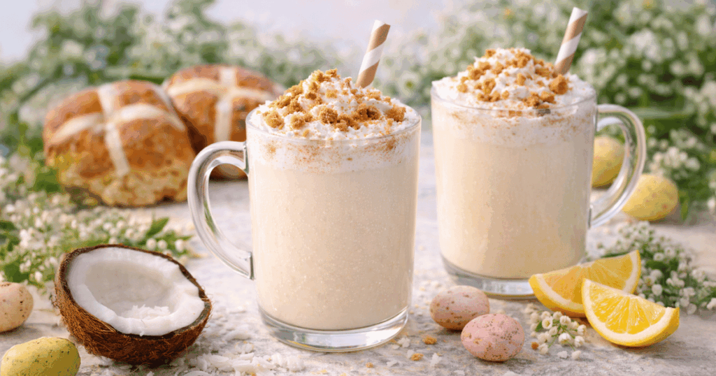 Coconut Vanilla Hot Cross Bun Mocktail