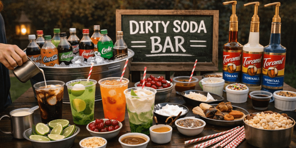 Dirty Soda Bar with a selection of ingredients