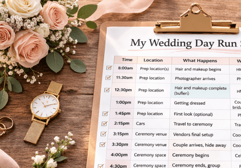 Wedding Day Run Sheet Template